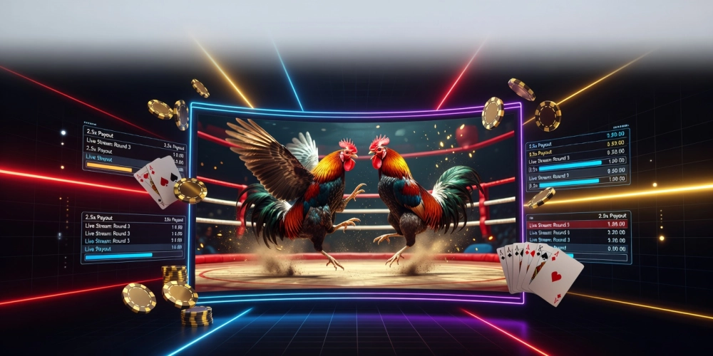 Minh họa khái niệm đá gà trực tiếp tại casino nh88 với giao diện streaming hiện đại