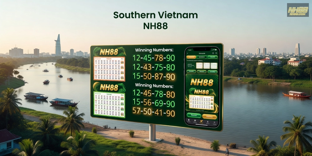 Minh họa khái niệm xổ số miền nam nh88 với hình ảnh vé số và kết quả trực tiếp