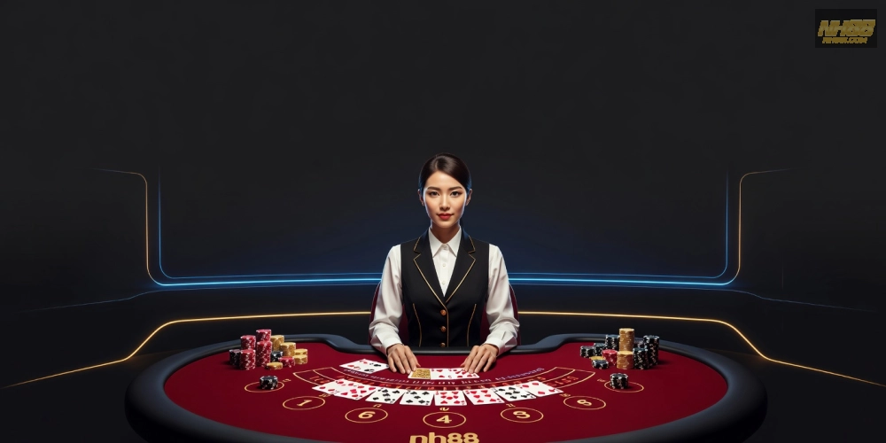 Minh họa giao diện live casino nh88 với dealer chuyên nghiệp và bàn chơi sống động
