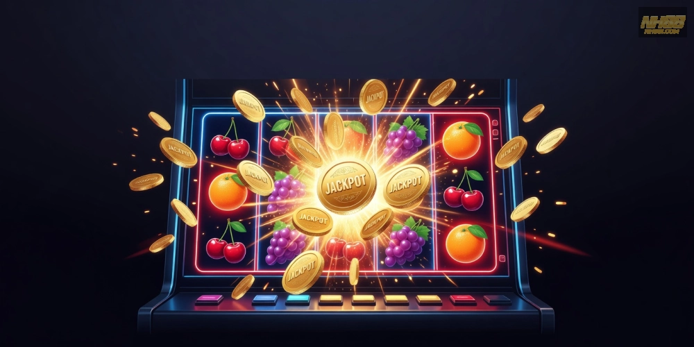 Minh họa khái niệm nổ hũ nh88 với hình ảnh vòng quay jackpot hấp dẫn