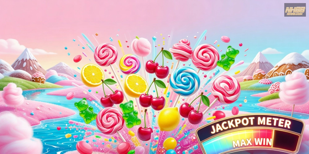 Trò chơi slot nổ hũ Sweet Bonanza với hình ảnh kẹo ngọt rực rỡ trên nền tảng NH88